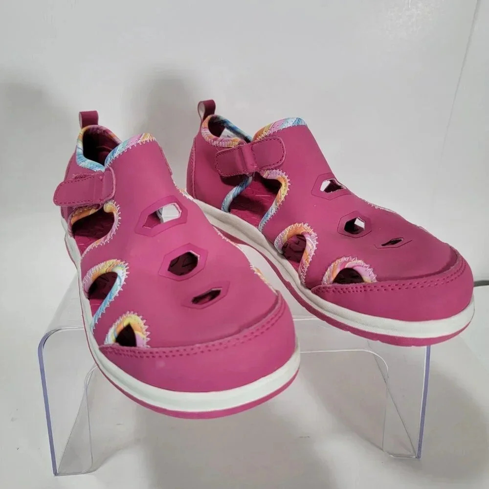 Lands End Girls 3 Closed Toe Water Shoes Summer Sandal Beach Vibrant Pink Youth - Picture 10 of 10